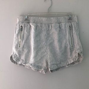 White Stripped Linen Shorts Size Small